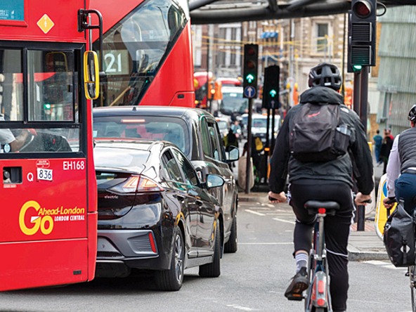 photograph of london traffic